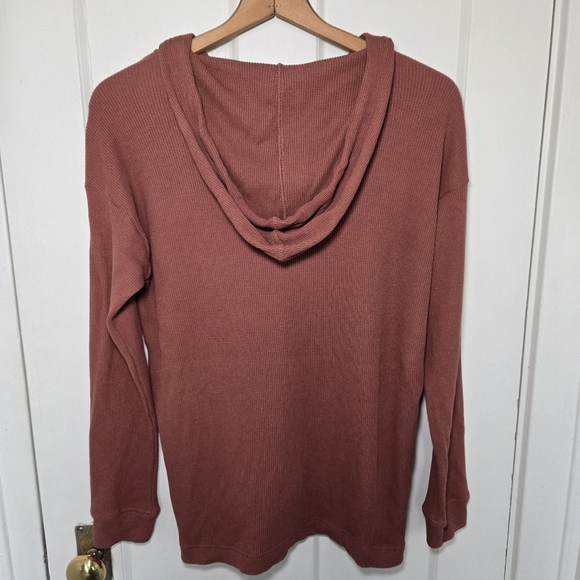 Free Fly Women's Bamboo Waffle Hoodie Size L Henley Hooded Hiking Outdoors - Picture 6 of 13